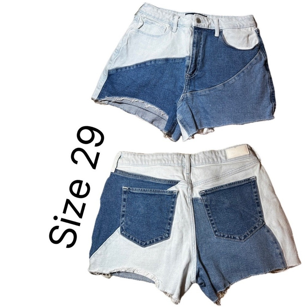 Hollister High Rise Mom Shorts 2 Toned Denim Women's Size 29 Cut Offs Patchwork